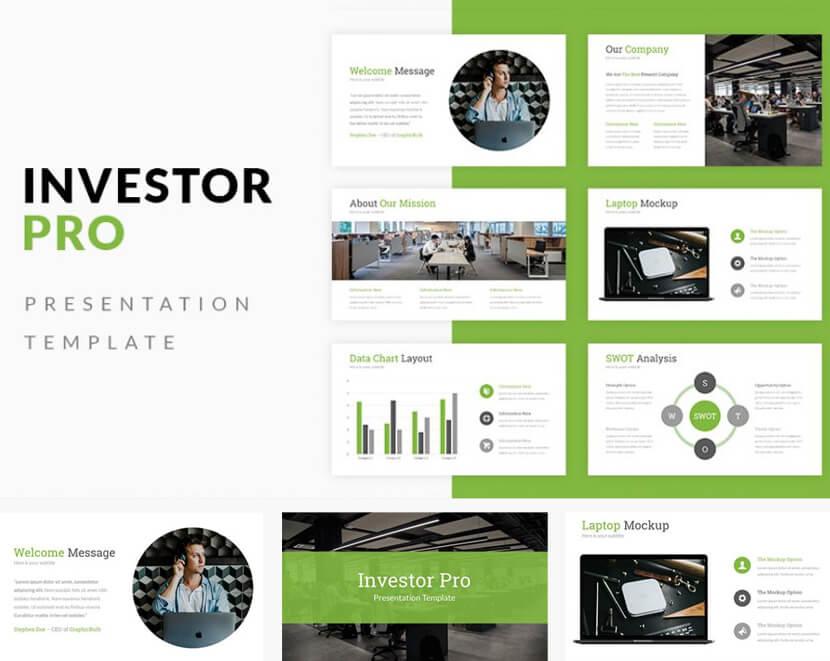 Modèle de présentation Google Slides gratuit style Business sur ton vert